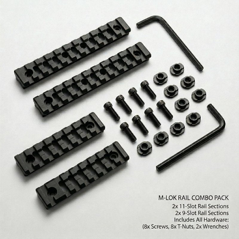 Gotical 9 Slots and 11 Slots Rail Section for M Lok Handguard Eleven Slots Rail Picatinny Rail (2 Pieces 9 Slot, 2 Pieces 11 Slot)