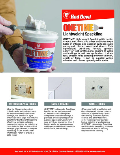 Red Devil 0541 ONETIME Lightweight Spackling, 1 Gallon, Made in USA