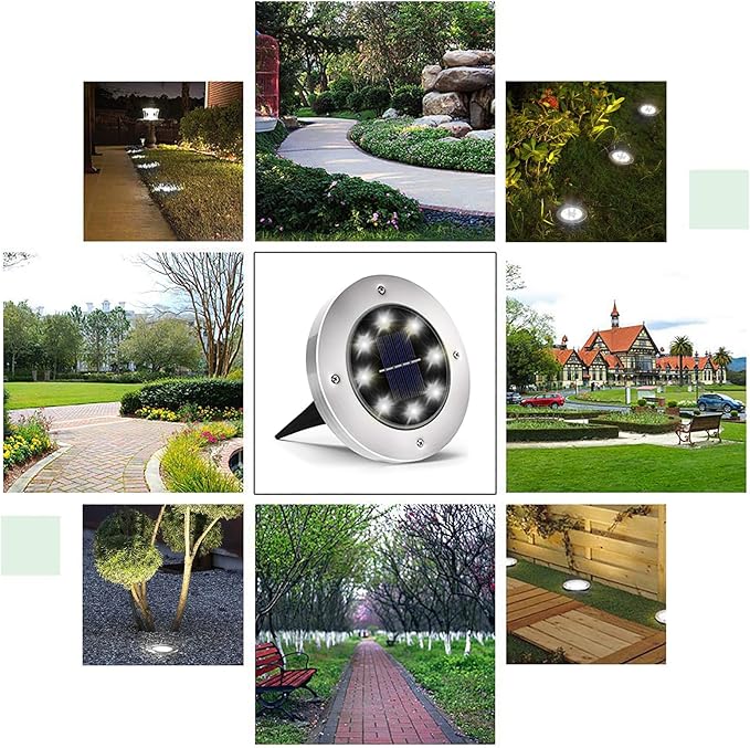 INCX Solar Lights for Outside,8 Pack Solar Light Outdoor Waterproof, Garden Lights Landscape Lighting for Patio Pathway Lawn Driveway Walkway White
