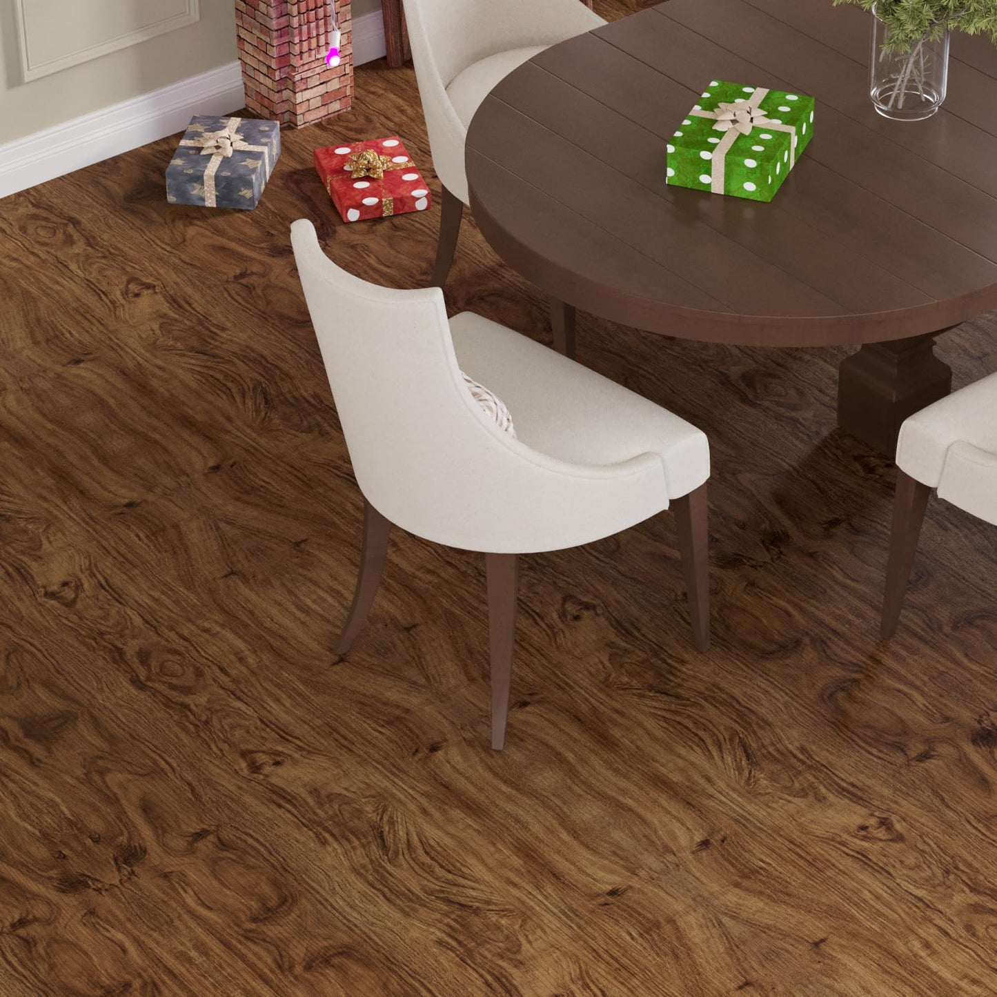 Homease Vinyl Flooring Roll 15.7" W x 393.7" L/ 43 Sq.Ft, Wood Grain Peel and Stick Floor Tiles Waterproof Wear-Resistant Vinyl Plank Flooring for Any Room, Easy DIY Flooring Solutions, Brown