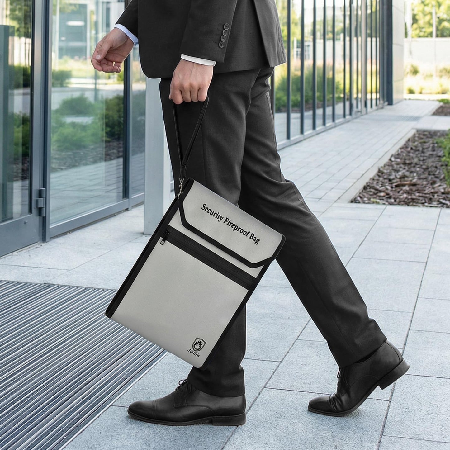 Sortivis Expandable Fireproof Document Bag for Important Documents, Vertical File Organizer with Front Pocket, Water-Resistant Document Holder for Passport, Certificates, Legal Papers & Tablet (Case)