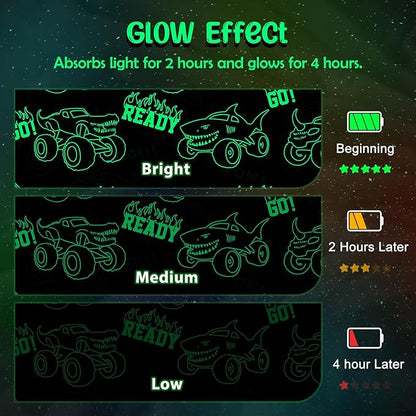 Monster Cars Gifts for Boys Girls - Trucks Glow in The Dark Blanket Toys for Birthday Christmas Valentines Easter Presents for Kids Toddler Age 2 3 4 5 6 7 8 9 10 11 12 13 Years Old Soft Throw 50"x60"