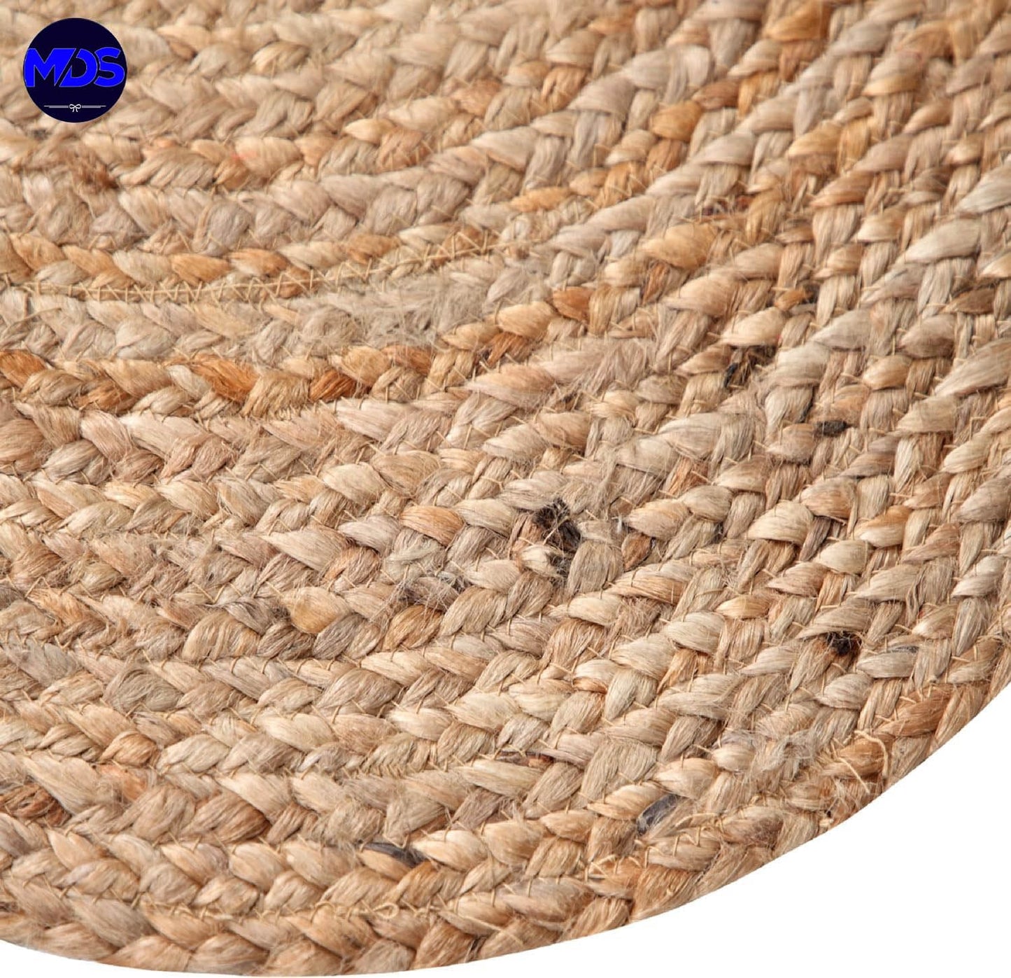 MDS Pack of 1 Handwoven Braided Jute Area Rug - 4 feet Round - Natural Reversible for Home Decor, Living Room Doormat Kitchen, Entryway Rug, Jute Burlap Braided Rag Rug, Rustic, Farmhouse (4' Round)