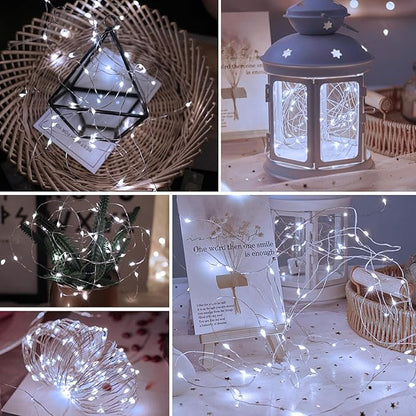 pozzolanas 12 Pack White Fairy Lights Battery Operated 3 Modes 7FT 20 LED Waterproof String Lights Twinkle Silver Wire for Mason Jars Wedding Christmas Halloween Part Decor (12, White)