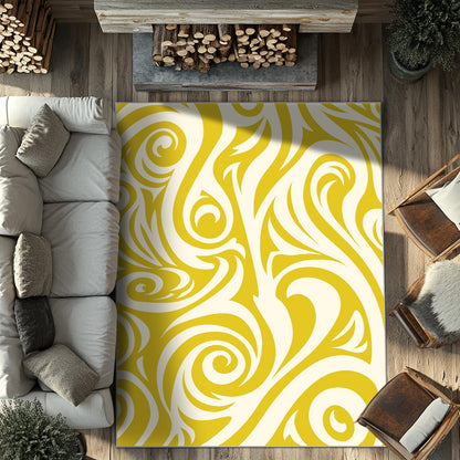 Gold Abstract Living Room Rug 6x9 Modern Area Rugs, Machine Washable Rug for Bedroom, Low Pile Soft Large Carpet for Dining Room Office Non Slip