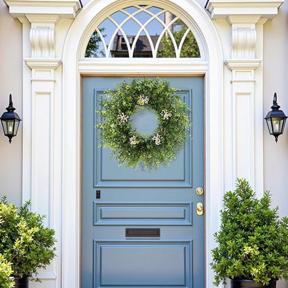 24 Inch Eucalyptus Wreaths for Front Door Decor– Artificial Greenery Front Door Wreath, Outdoor Wreaths for Front Door for Spring, Summer, Fall & All Seasons Home or Porch Decor