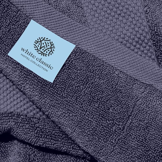 White Classic Luxury Navy Blue Hand Towels