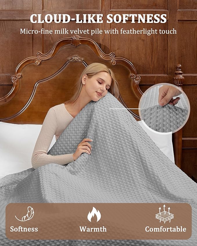 CAROMIO Heated Blanket Queen Size with LCD Dual Controller, Waffle Weave Fast Heating Electric Blankets, 10 Heat Levels & 1-12H Time Settings, ETL Certified, Machine Washable, Grey, 84" x 90"