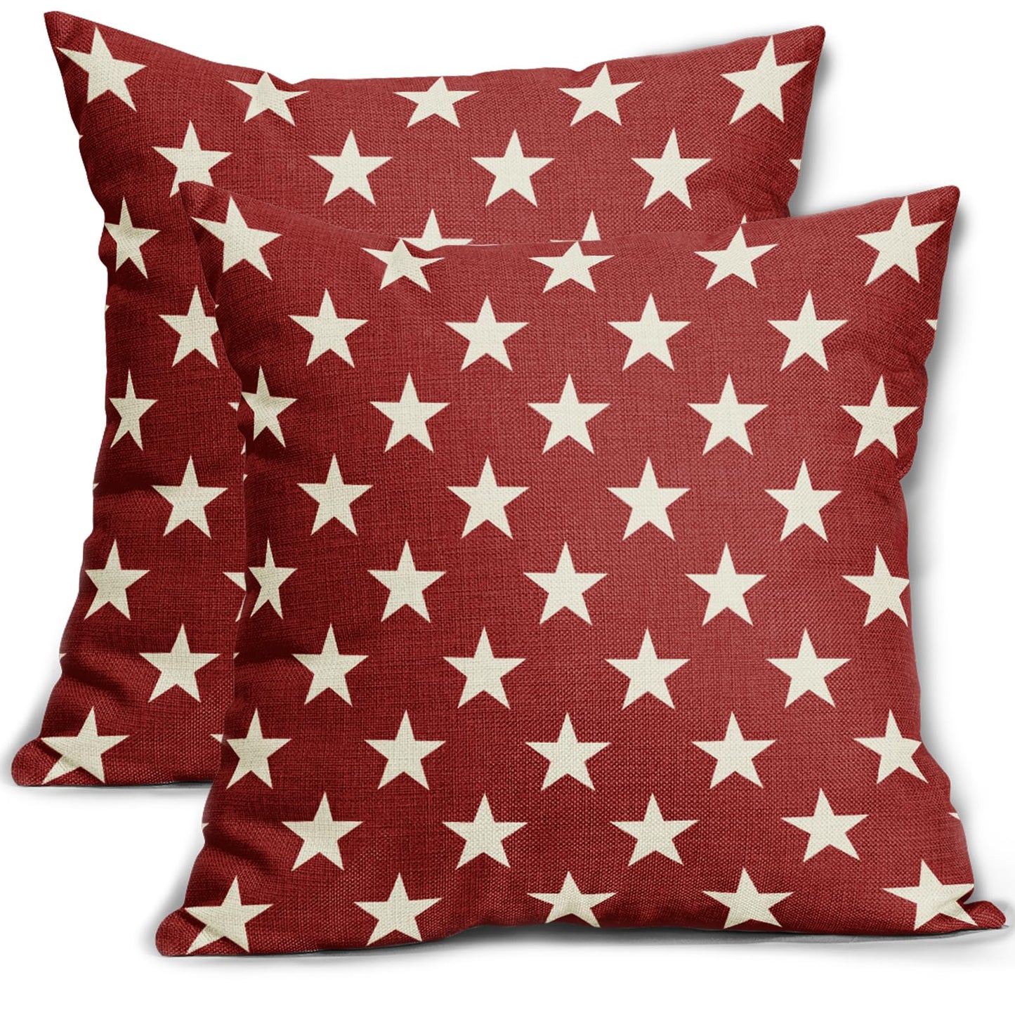 4th of July Patriotic Pillow Covers 18x18 Set of 2 Red Star Americana Independence Day Outdoor Decorative Throw Pillow Cases Farmhouse Decor for Sofa Couch Bed Fourth July Holiday Decorations