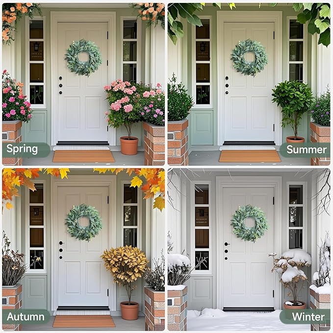24 Inch Handmade Eucalyptus Wreaths for Front Door, Large Artificial Greenery Spring Summer Wreath, Farmhouse Outdoor Decor All Year Round