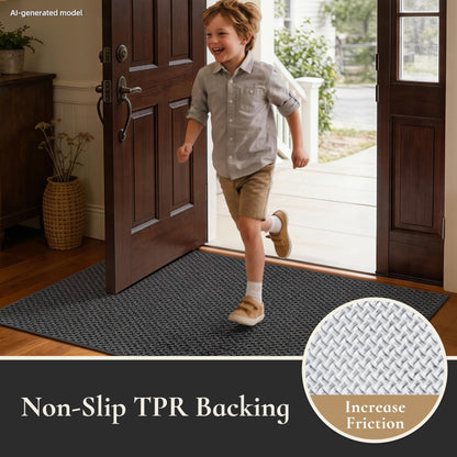 MatMaven Dirt Trapper Door Mat 20"x 32",Non Slip Washable Doormat,Stain Resist and Absorbent Welcome Mat,Dog Door Mats,Low Profile Entrance Floor Mats for Front Back Door,Dark Grey