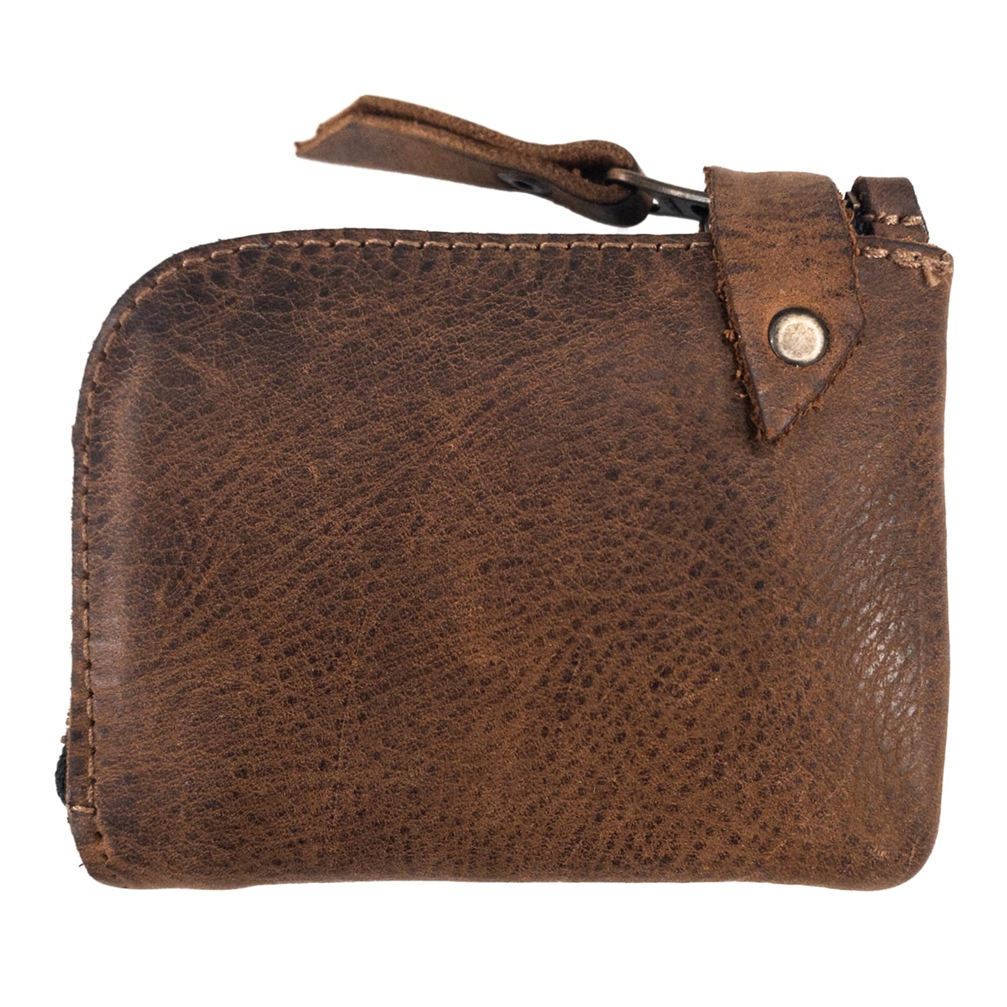 Hide & Drink, Leather Zippered Wallet, Holds Up to 6 Cards Plus Folded Bills, Pouch Organizer, Cash Holder, Travel Essentials, Mini, Pocket-Size, Handmade (Bourbon Brown)