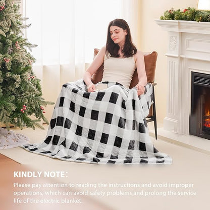 Homemate Electric Blanket Heated King Size - 100“x90“ Ultra Soft Cozy Flannel Heating Blanket with 10 Fast Heat Levels 8 Hours Auto Off Over-Heated Protection ETL Certification Keep Warm in Home