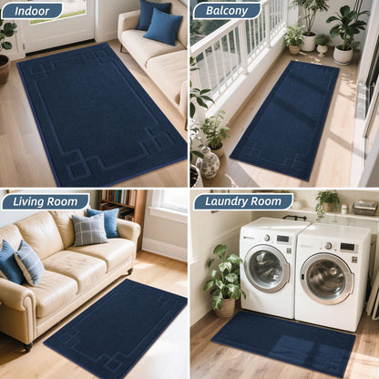 BEQHAUSE Door Mat 24" x 60", Non-Slip Door Mats Indoor Entryway Rugs Washable Low-Profile Absorbent and Stain Resist Floor Mats, Dog Door Mat for Front Back Door, Mud Wet Shoes & Paws, Navy Blue