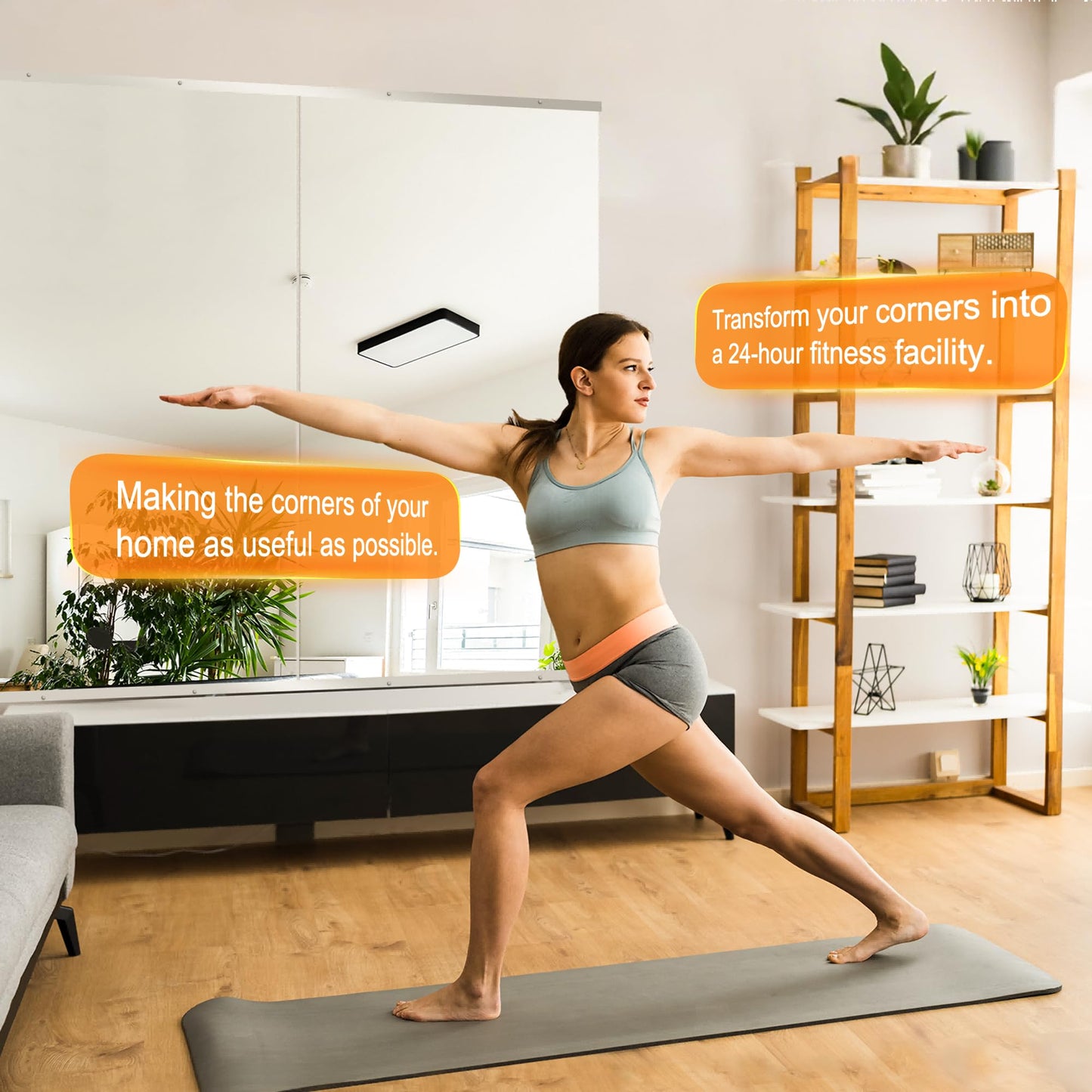 Delma Home Gym Mirror,48''x24''x2PCS Silver,Large Full Body Tempered Glass Frameless, Wall-Mounted for Gym, Yoga, Garage, Bedroom, Bathroom