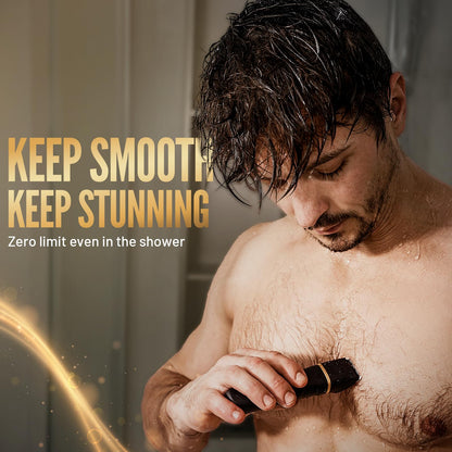 Electric Razor for Men, IPX7 Waterproof Versatile Shaver for Temple, Groin, Nose, Ear Hairs, Beard, Body Hair Trimmer for Men, Painless Grooming Kit with 2 Replaceable Ceramic Blade Heads
