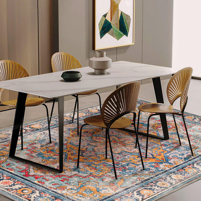 CHAMPLANT Washable Area Rug 9'x12' Boho Chic Medallion Distressed Design Non-Shedding Easy Care Ideal for High Traffic Areas in Living Room Bedroom Office Coffee Table Large Carpet