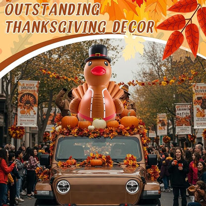 Hungdao 1 Pcs 4 Feet PVC Thanksgiving Inflatables Turkey Duck, Giant Thanksgiving Duck with Turkey Tail, Huge Blow up Rubber Decorations for Outdoor Indoor Lawn Pool Float Yard Fall Party Supplies