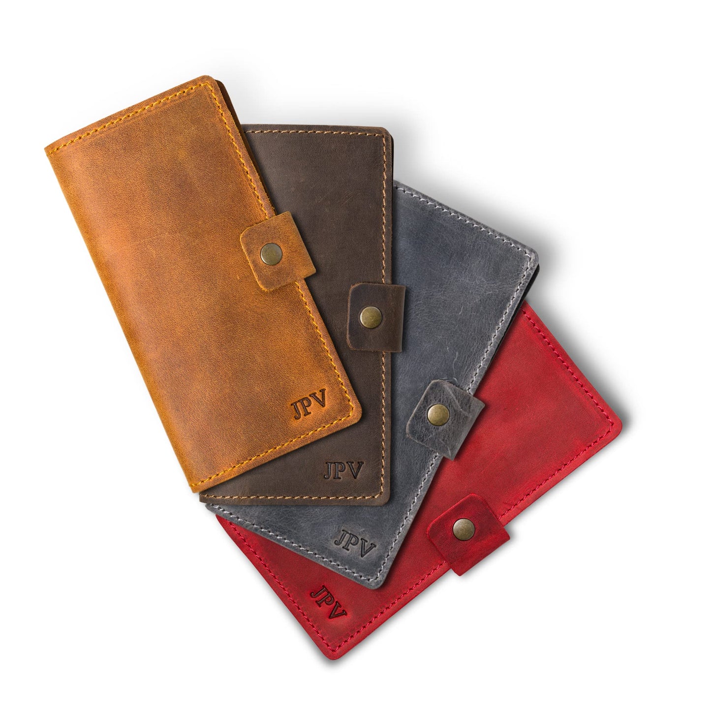 PEGAI Handmade Minimalist Design Checkbook Cover | 100% Distressed Full Grain Horse Leather Checkbook Wallet | Business Checkbook Binder | Clark (Rock)