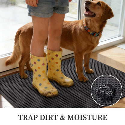 YIHOUSE Indoor Door Mat 24" x 36", Non-Slip Washable Entryway Mat, Dirt Trapper Absorbent Entrance Mat, Low Profile Floor Mat for Front/Back Door, Entryway, Dark Gray ﻿