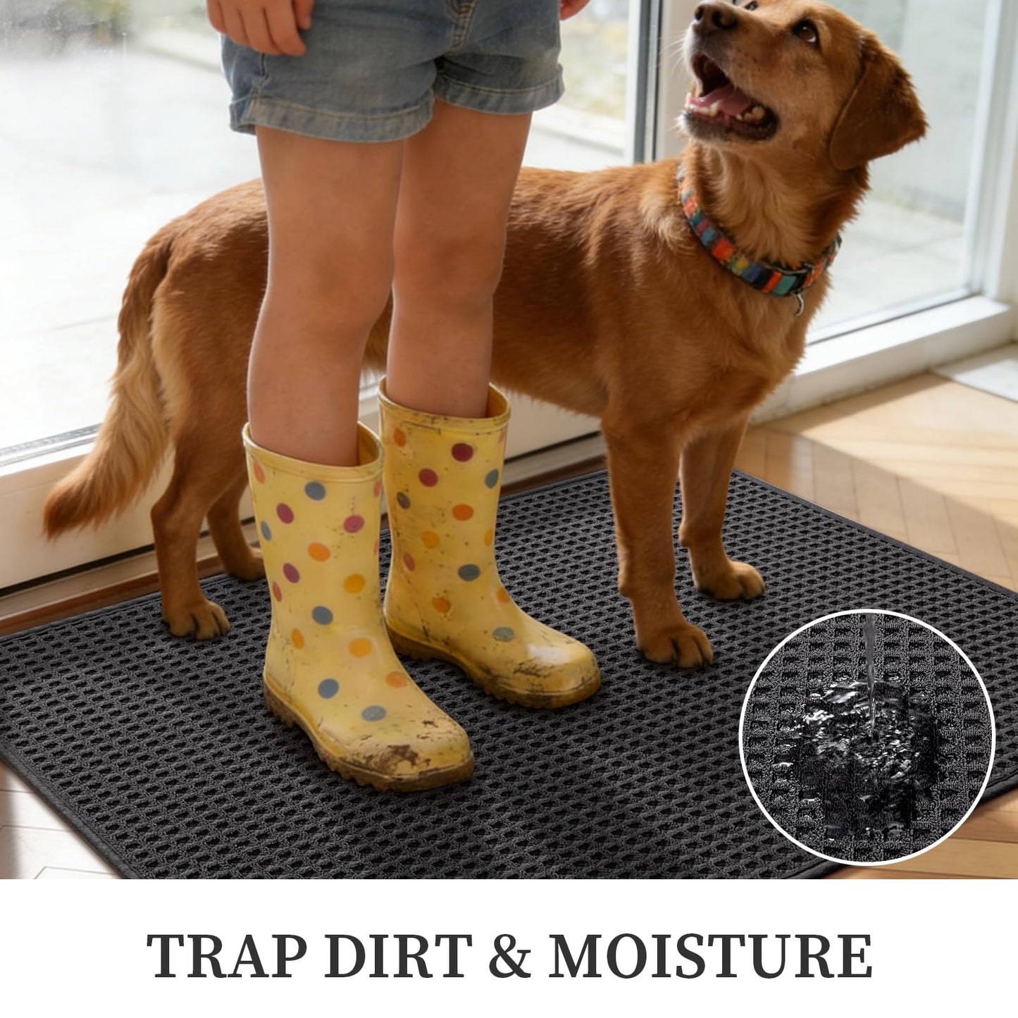 YIHOUSE Indoor Door Mat 35" x 59", Non-Slip Washable Entryway Mat, Dirt Trapper Absorbent Entrance Mat, Low Profile Floor Mat for Front/Back Door, Entryway, Dark Gray ﻿ ﻿