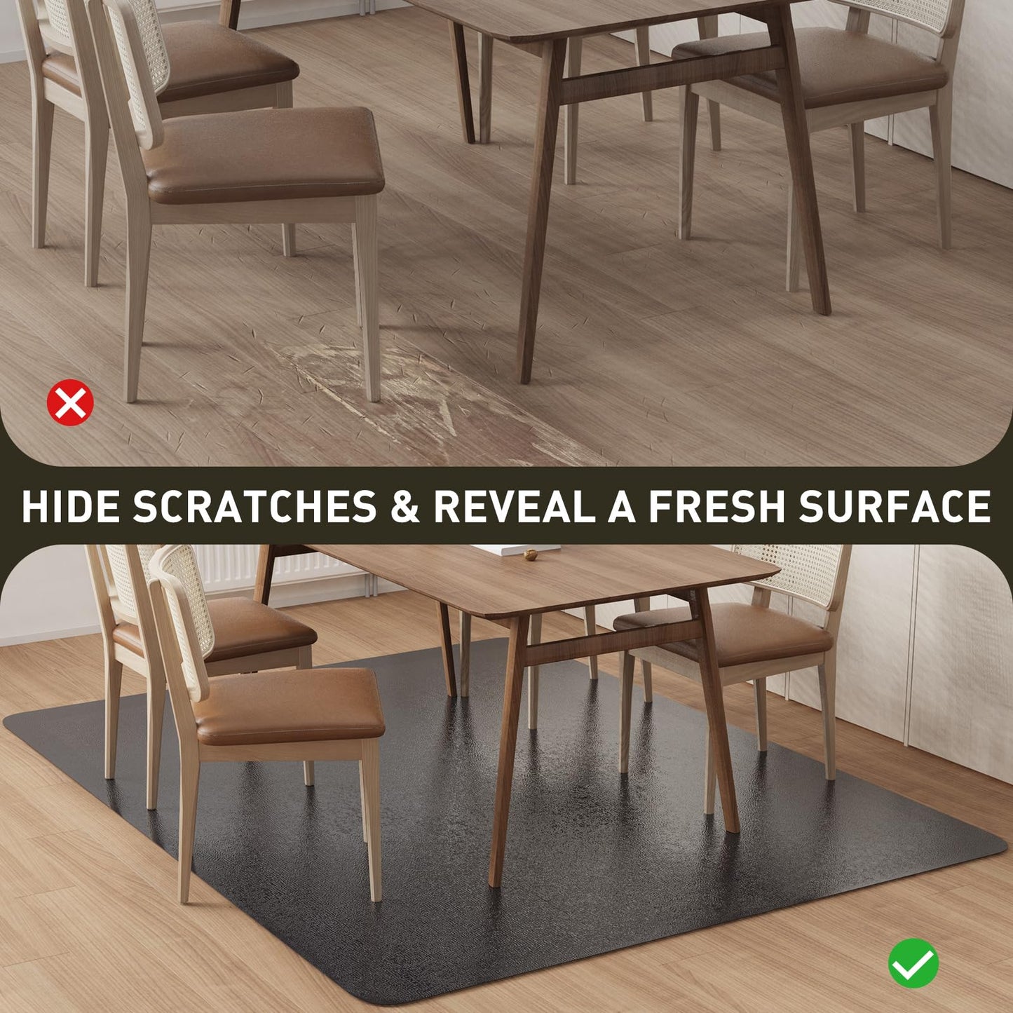 ZPAI Area Floor Mat for Home, 3'×5' Black No Slip Waterproof Vinyl Area Rug for Hard Floor, Spill Resistant Floor Protector Cover for Kitchen, Easy Clean Splat Mat for Under High Chair