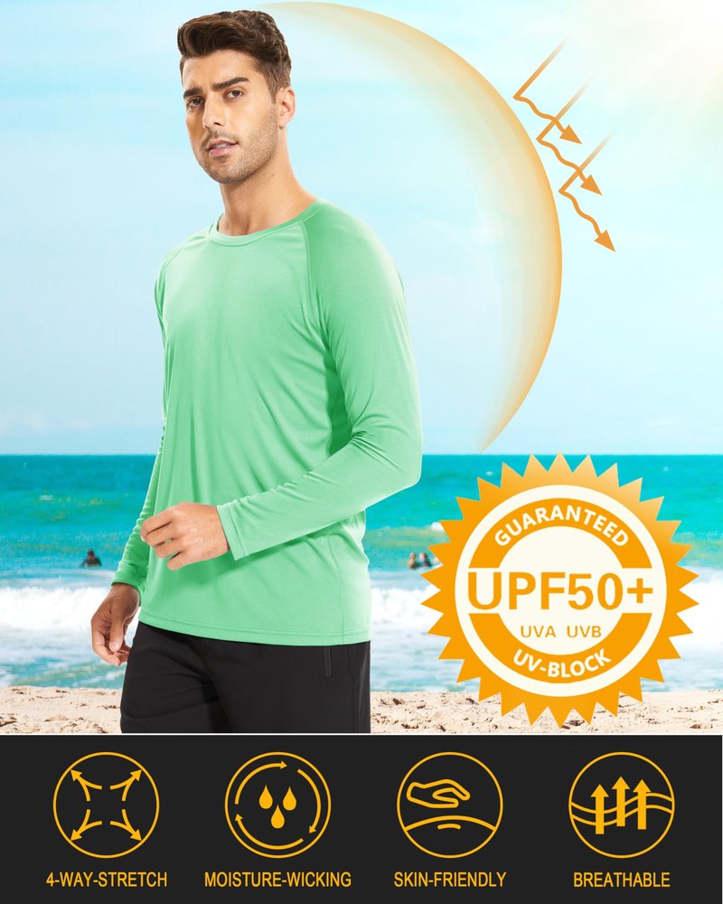MAGCOMSEN Hiking Shirts for Men Long Sleeve Running Shirts Quick Dry Shirts UV Protection T Shirts UPF 50+ Athletic Shirts