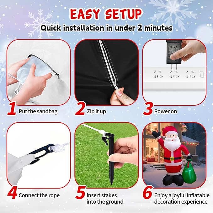 8 FT Christmas Inflatable Outdoor Decoration, Blow up Giant Inflatable Santa Claus with Gift Box, Inflatable Christmas Decorations for Yard, Indoor, Outdoor, Garden, Lawn, Winter Decor