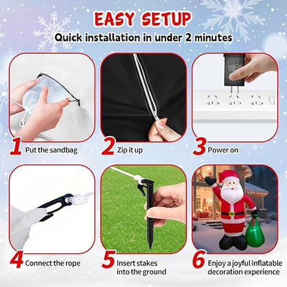 8 FT Christmas Inflatable Outdoor Decoration, Blow up Giant Inflatable Santa Claus with Gift Box, Inflatable Christmas Decorations for Yard, Indoor, Outdoor, Garden, Lawn, Winter Decor