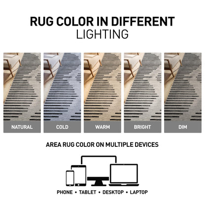 Rugshop Contemporary Abstract Indoor Area Rug for Living Room,Bedroom,Kitchen Rug Low Pile Rug with Jute Backing 5' x 7' Cream