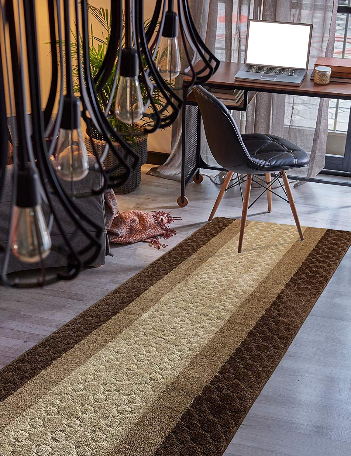 BestHomeCustom Custom Size Hallway Runner Rug Brown Color 31 inch Wide Select Your Length Non-Slip (Skid Resistance) Rubber Backing 10 feet x 31 inch