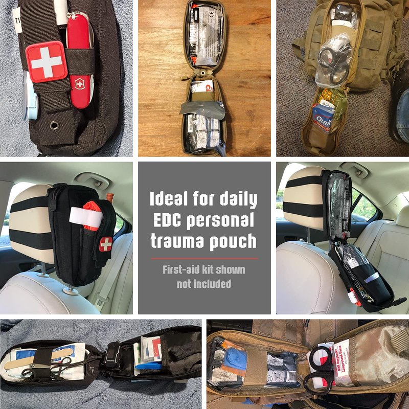 LIVANS Tactical MOLLE IFAK Medical Pouch, Rip-Away EMT First Aid Pouch Trauma Kit Everyday Carry Survival Bag Include Cross Patch((Pouch Only, First Aid Kits NOT Included)