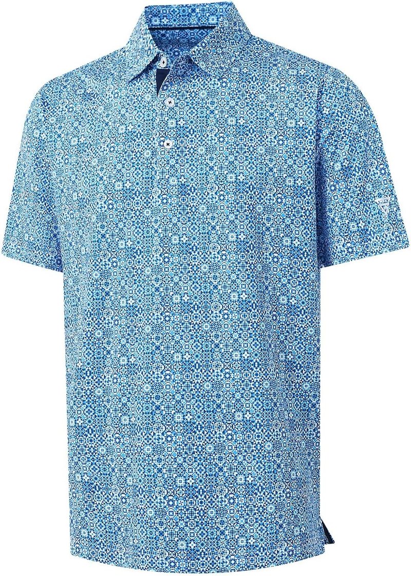Men's Moisture-Wicking Golf Polo Shirt - Short Sleeve Dry Fit with Stylish Print Patterns