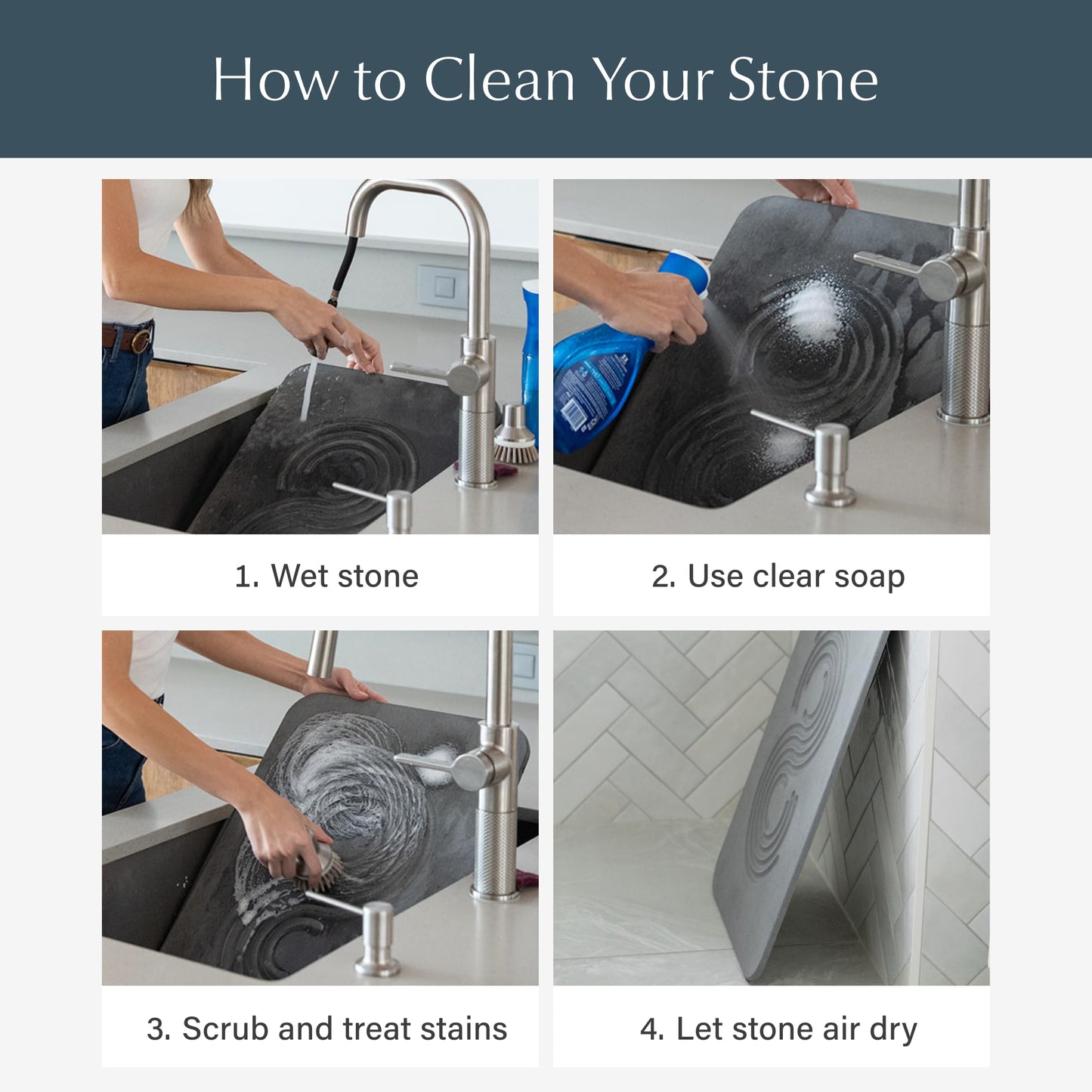 Dorai Home Stone Bath Mat - Premium Diatomaceous Earth Bath Floor Mats with Non-Slip Base, Fast-Drying Modern Shower Mat for Bathroom | Rain Slate