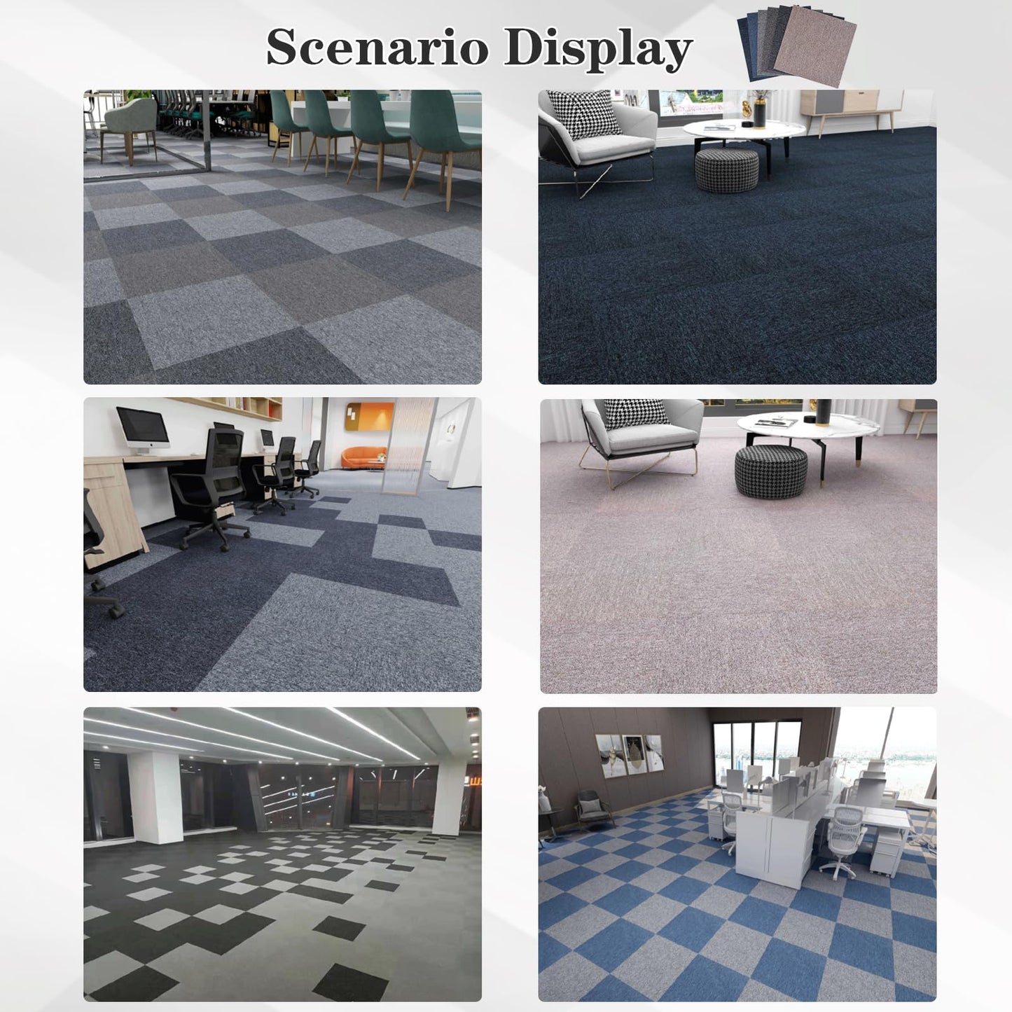 20"x20" Carpet Tiles 32 Pack, Non-Slip Reusable Floor Squares with Seamless Look, Easy DIY Flooring Carpet for Bedroom, Living Room, Office (Brown -09)