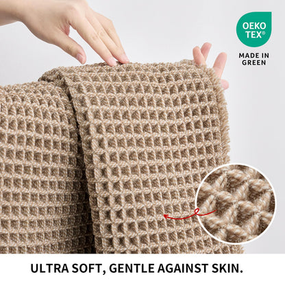 Disolla Waffle Bath Mat, Non Slip Absorbent Small Bathroom Rug, Machine Washable Quick Dry Ultra Soft Bathroom Floor Mat, Brown/White Bath Rug for Tub Shower, 17''x24''
