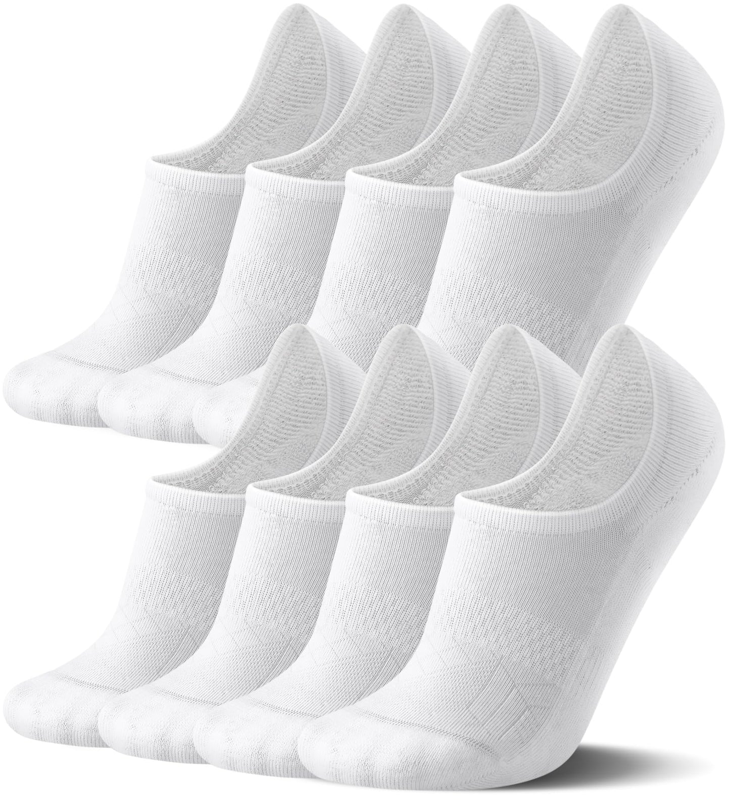 FITRELL No Show Socks Womens and Men - Athletic Cushioned Low Cut Ankle Socks Invisible Non-slip Liner, 8 Pairs White, Medium