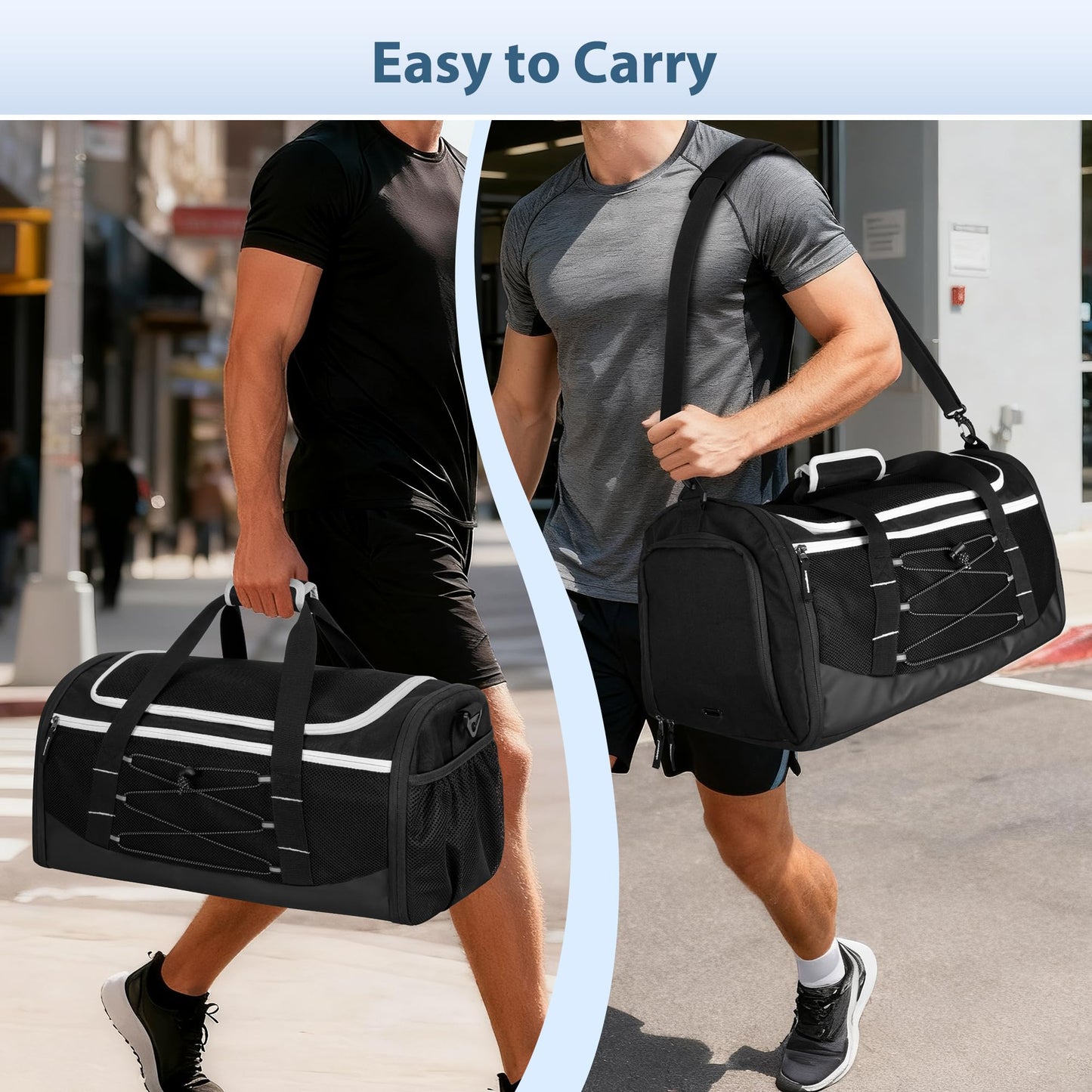 DSLEAF Boxing Gym Bag with Shoe Space and Expanded Design, Boxing Duffle Bag with Ventilated Mesh for All Gear, Suitable for MMA, BJJ, Kickboxing, Muay Thai and Other Combat Sports