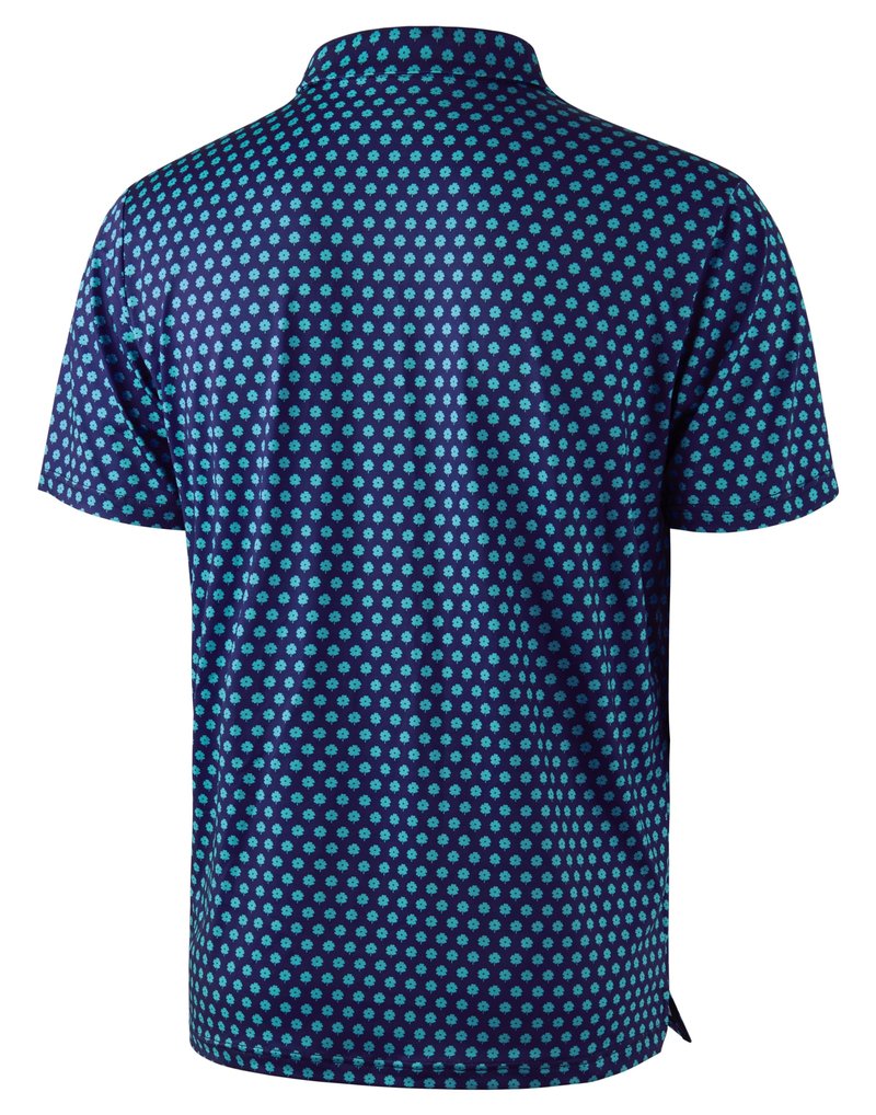 Obla Mens Golf Polo Shirts Short Sleeve Dry Fit Performance Moisture Wicking Casual Print Collared Golf Shirts for Men (Navy Blue Flower_XL)