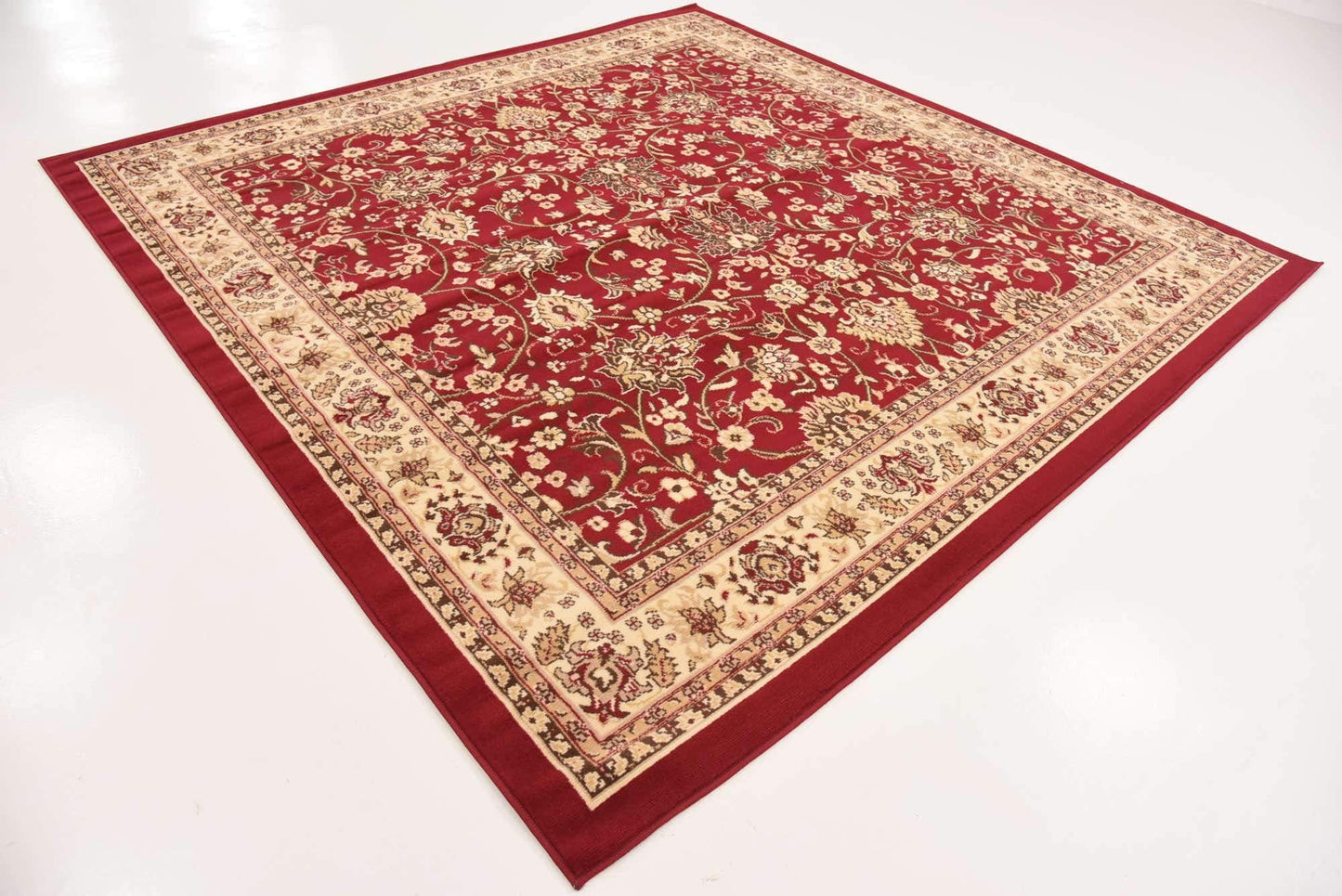 Unique Loom Sialk Hill Collection Area Rug - Washington (7' 10" Square Burgundy/Cream)