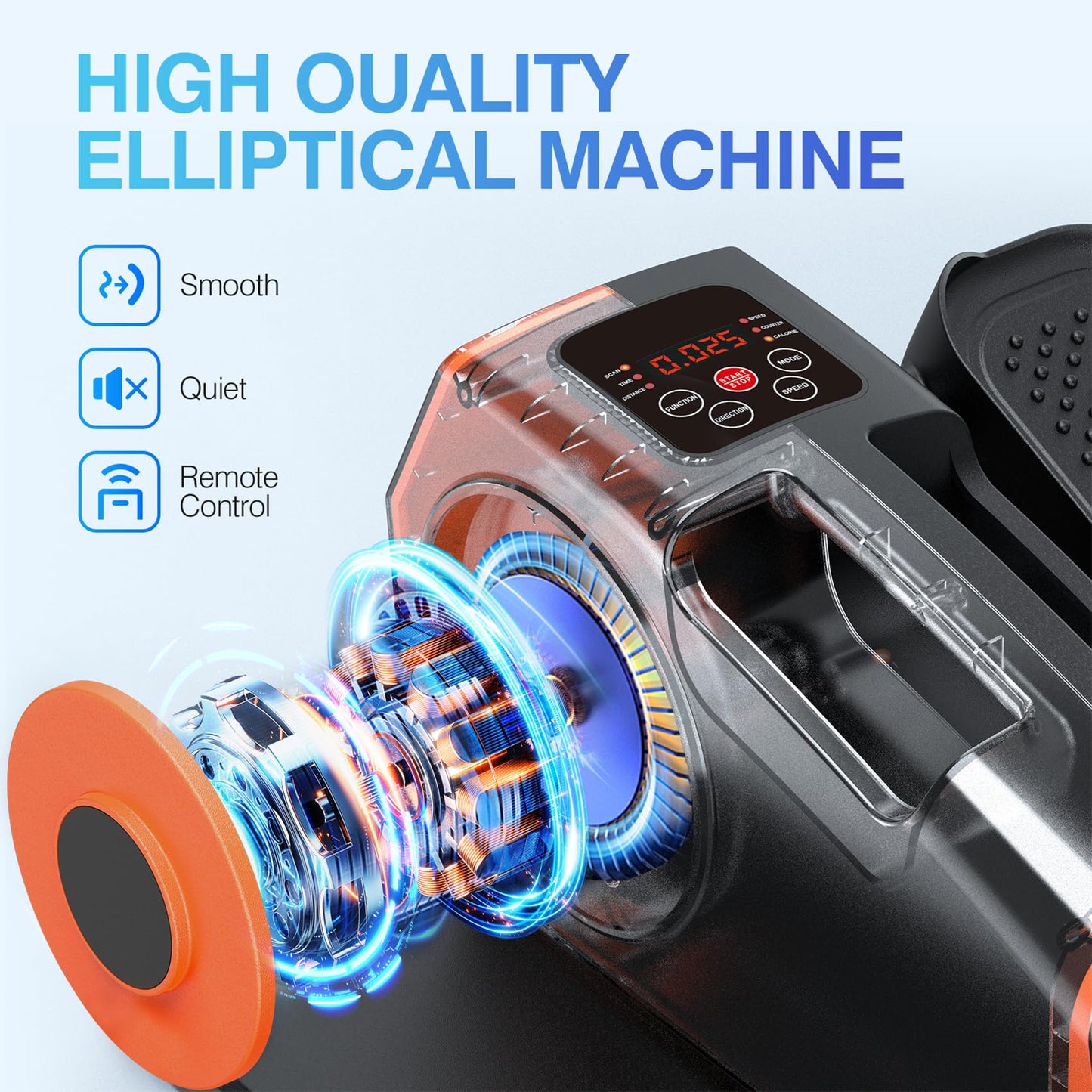 Under Desk Elliptical, Elliptical Leg Exerciser for Seniors, Home Portable Elliptical with Remote Control and 12 Adjustable Speeds, Electric Seated Pedal Exerciser
