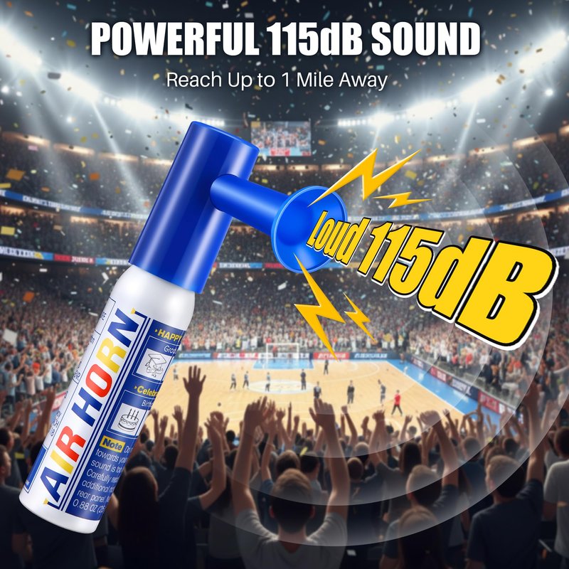 2 Pack Mini Air Horn for Personal Safety, 0.88 Oz Stadium Air Horn Prank, Portable Blow Noise Maker for Sporting Events, Football Games, Dogs, Party, Birthdays,Graduation Mini Noisemakers (Blue)