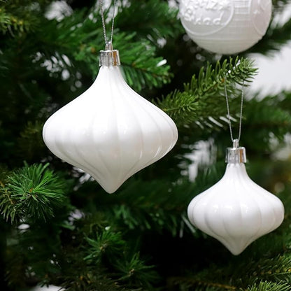 Christmas Ornaments Set with 60pcs Shatterproof Christmas Tree Decorations Multi-Size Christmas Ball Ornaments with 7 Styles White