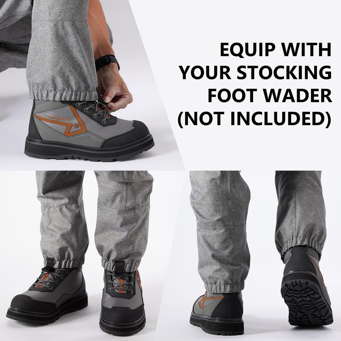 BASSDASH Men’s Wading Boots Lightweight Anti-Slip Rubber Sole Fly Fishing Wading Shoes