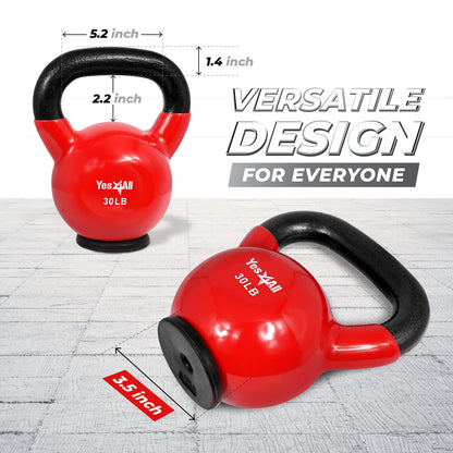 Yes4All Kettlebells Rubber Base, Kettlebell Set for Women, Strength Training Kettlebells Weights (10-65 lbs)