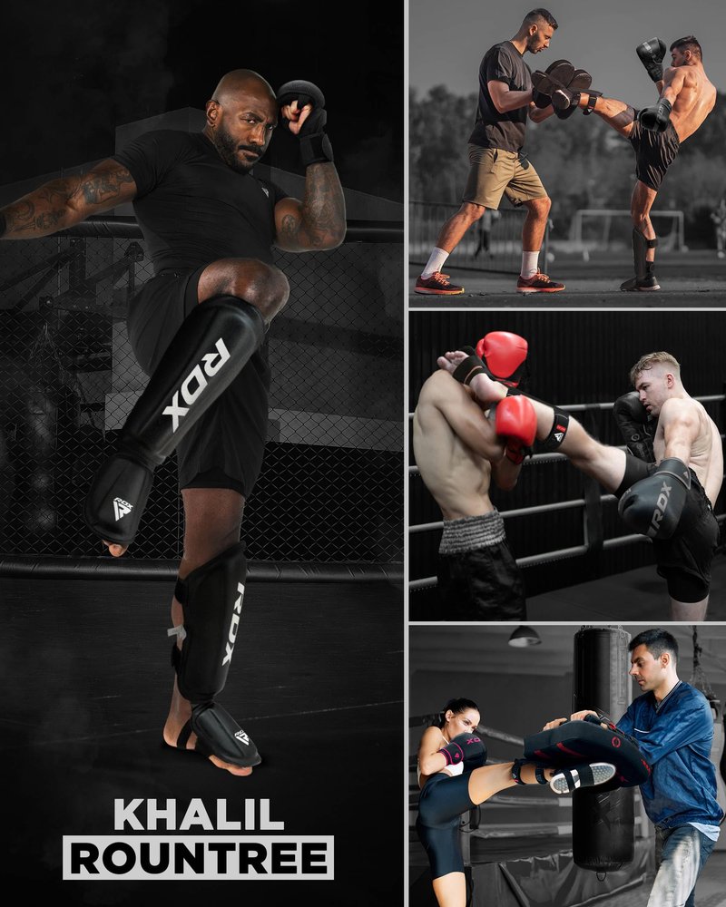 RDX Shin Guards Kickboxing Muay Thai, SATRA SMMAF Approved, Premium Maya Hide Leather, Leg Instep Protection Pads, MMA Martial Arts Kicking Sparring Training Gear, BJJ Karate Boxing Taekwondo, Black