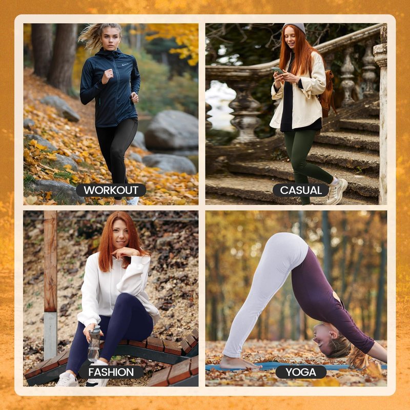 TNNZEET High Waisted Leggings for Women - No See Through Soft Tummy Novelty Workout Yoga Pants with Pockets Reg & Plus
