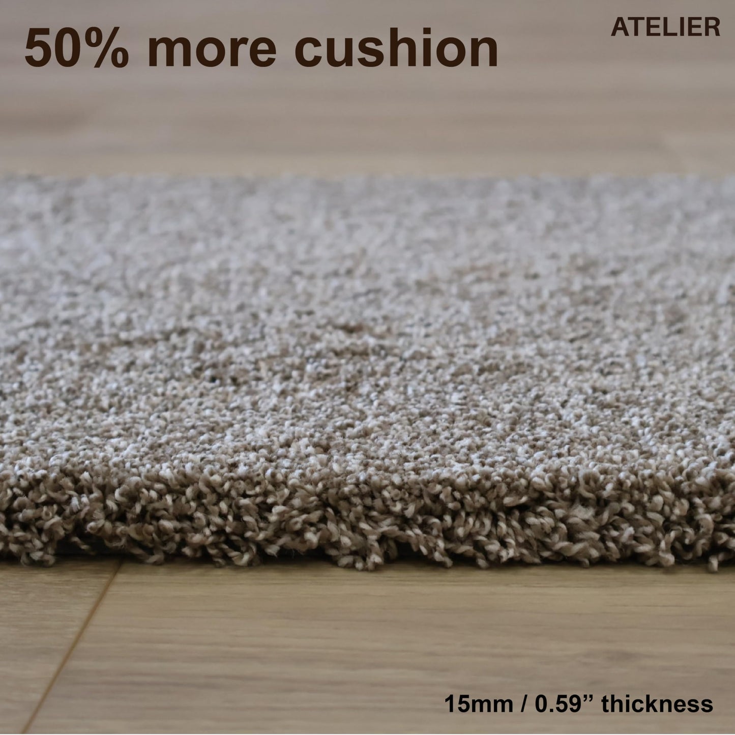 Atelier Luxury Carpet Tiles/Squares (40sf) ($3.1/SF) - Plush - DIY Installation, Seamless Appearance, High-Density Padding, Machine Washable (Light Beige, 40sf (6 Tiles))