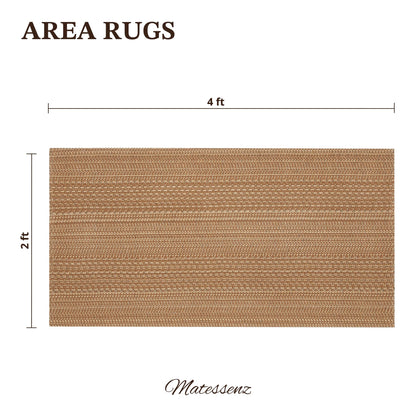 MatEssenz 2x4 Washable Rug, Textured Natural Woven Low-Profile Small Runner with Non-Slip Backing, Light Brown, for Kitchen Sink, Laundry Room, Double Door Entryway Brown