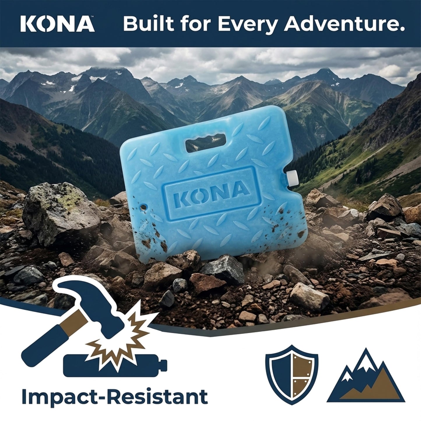 Kona Blue Ice Large Ice Packs for Coolers - Long Lasting Design - Refreezable Reusable Cooler Ice Pack (2)